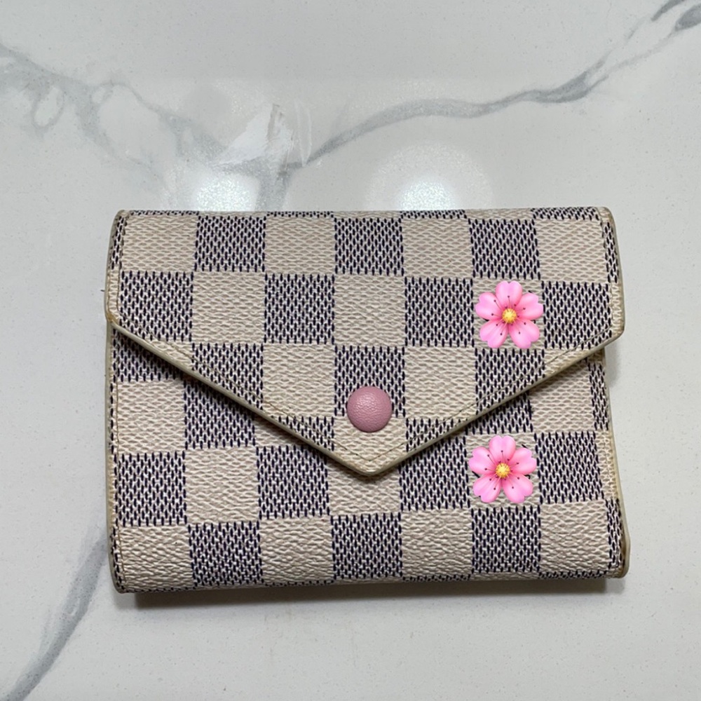 White Checkered Wallet